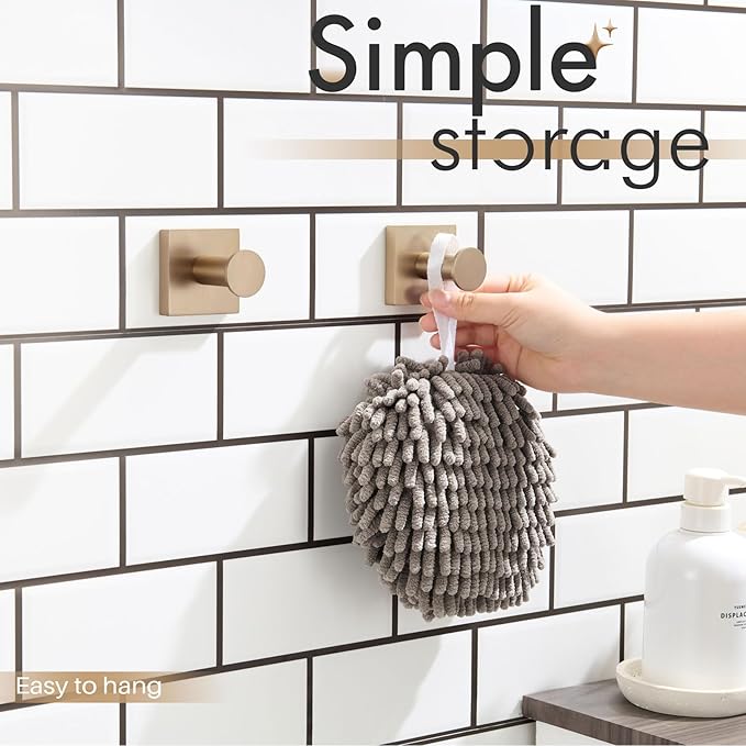 KOKOSIRI Robe Hooks Bath Towel Hooks for Wall Closet Kitchen Hanging Towels Bathroom Hardware Champagne Bronze Stainless Steel 2 Pack, B1016CPG-P2