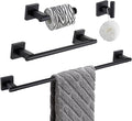 Suyar Bathroom Accessories Set, SUS 304 Stainless Steel Bathroom Hardware Set 4 PCS, Include Robe Hook, Toilet Paper Holder, Hand Towel Holder, Towel Bar, Matte Black