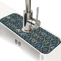 Faucet Draining Mat For Kitchen Sink, Floral Wildflower Dark Green Diatom Mud Absorbent Drain Pad For Bathroom Kitchen Sink Splash Guard Drying Mat
