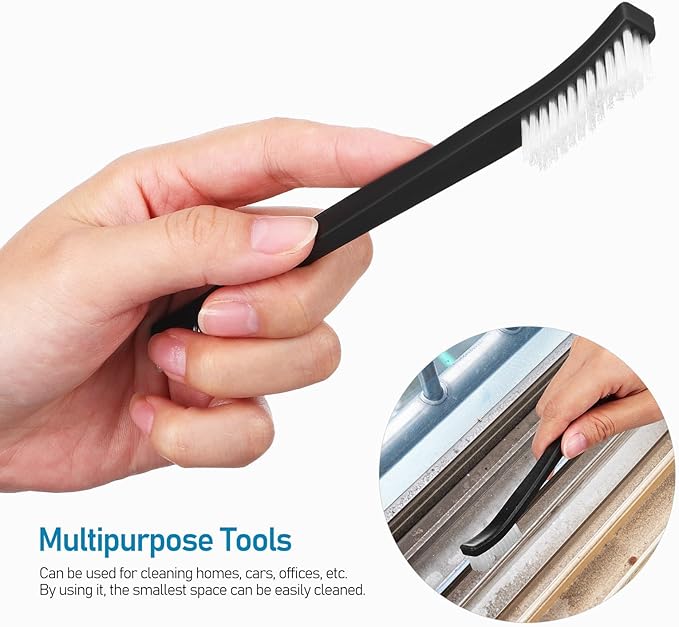GLEAVI 9 Pcs Small Dual-Head Cleaning Brushes Plastic Bristle Multifunctional Gap and Corner Scrub Brush for Household Kitchen and Bathroom Cleaning