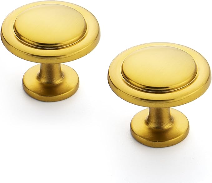 Ravinte 50 Pack 1-1/4 Inch Kitchen Cabinet Knobs - Brushed Brass Zinc Drawer Pulls and Door Handles for Dressers