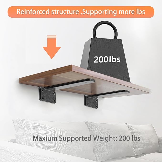 Floating Shelf Brackets Upgraded,4 inch, Black Heavy Duty Iron Shelf Brackets, Industrial Modern Floating Shelf Support for Wall Mount Shelves,Wide Brackets ,4 Pack, Support DIY(5mm Thickening Type).