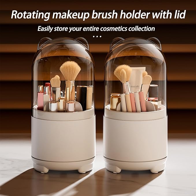 Toothbrush Holders for Bathrooms,Rotating 5-Slot with Cover and Draining Water,Kids Electric Toothbrush Holder and Toothpaste Stand Storage for Bathroom Accessories Counter Organizer Vanity