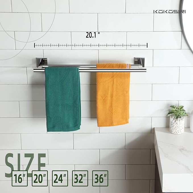 KOKOSIRI Double Towel Bars Bathroom Towel Holder Rack for Bath Kitchen 20 Inch Necklace Holder Wall Mounted Chrome Stainless Steel B5005CH-L20
