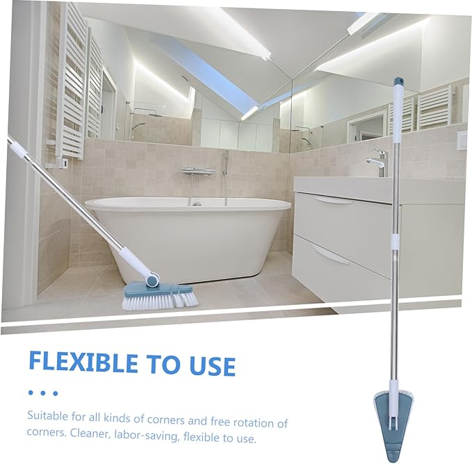 Premium Hard Bristle Floor Brush with Long Handle for Bathroom and Kitchen Cleaning Abs and Stainless Steel Construction Practical Swivel Mechanism for Corners and Grout Lines