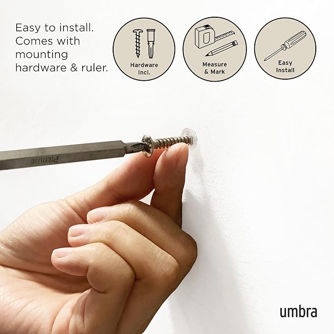 Umbra Flip Wall-Mounted Coat Rack with 8 Hooks – Modern, Space-Saving Storage for Hats, Jackets, Bags, Entryway, Mudroom, Closet, Bathroom, Bedroom – Black