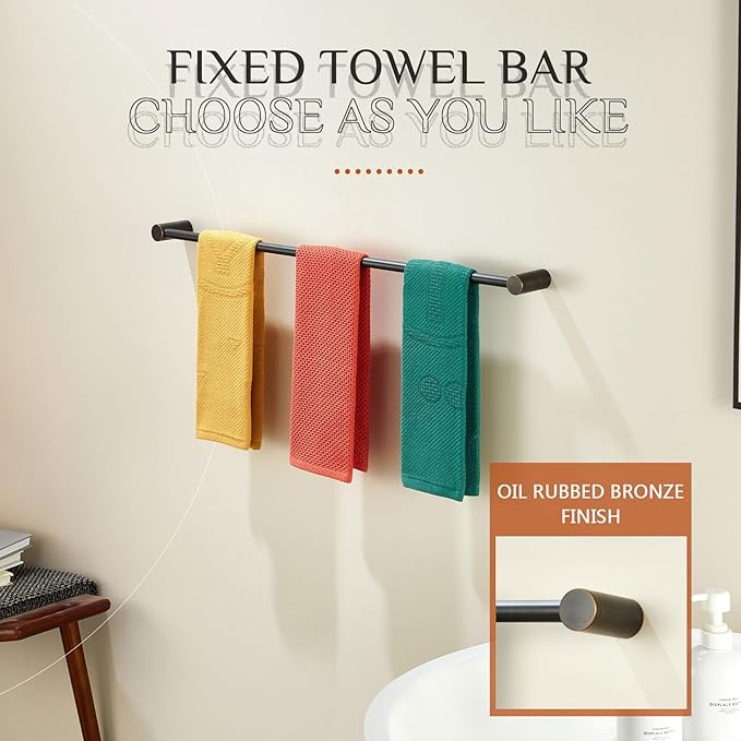 KOKOSIRI Towel Bars Oil Rubbed Bronze for Bathroom Wall Mounted 36-Inch Bath Towel Holder Single Rod Stainless Steel Bathroom Hardware, B4007ORB-L36
