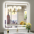 36x36 Inch LED Bathroom Mirror with Lights, Front and Backlit Lighted Vanity Mirror for Bathroom Wall with 3 Colors Dimmable, Anti-Fog, Memory, HD Tempered Glass, Shatter-Proof