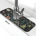 Botanical Floral 15" X 5.5" Kitchen Sink Splash Guard, Faucet Guard Draining Mat, Faucet Suction Pad For Kitchen Bathroom