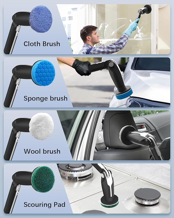 Leebein YMG-818/820/825 Electric Spin Scrubber Replacement Brush Heads, 8pcs Extra Brush Accessories Kit for YMG-818/820/825 Cordless Cleaning Brush Only - Scrubber Not Included