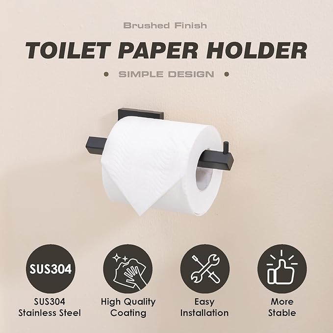 TVDEX Black Toilet Paper Holder Toilet Paper Roll Holder Bathroom Toilet Tissue Holders Wall Mount