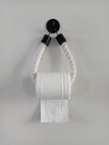 WONQEXZ Nautical Cotton Rope Toilet Paper Holder - Self Adhesive Wall Mount - No Drill Required