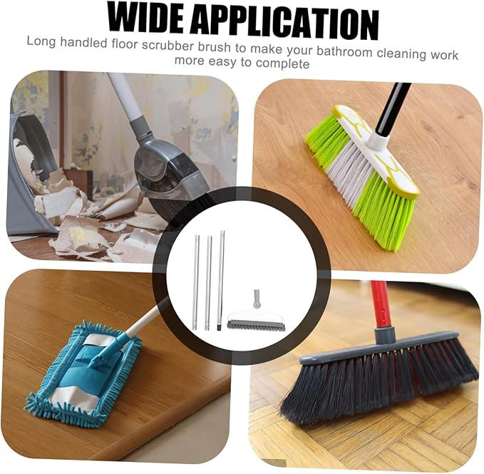 Long Handle Floor Scrub Brush with Bristles for Tile Grout and Bathroom Floor Cleaning Space-Saving Hanging Design Practical Indoor Scrubber for Easy Floor Maintenance
