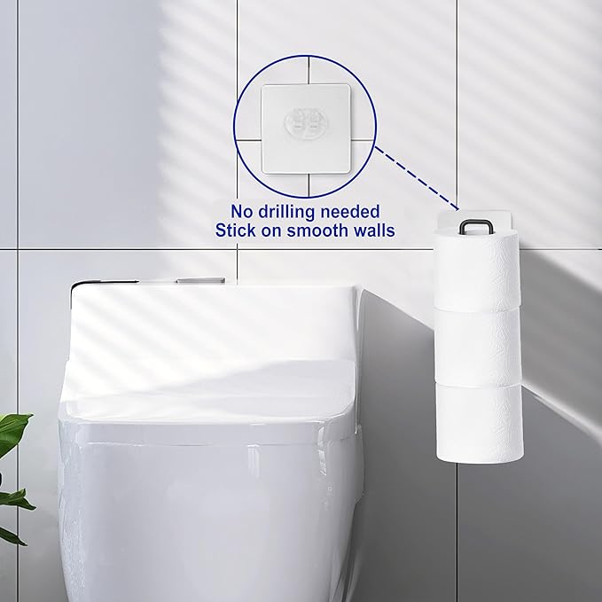 Black Toilet Paper Holder, Bathroom Toilet Paper Roll Holder with Storage Extra 2 Rolls, Over The Tank Toilet Paper Holder with Storage, Stainless Steel, 2Pcs