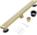 48 Inch Linear Shower Drain, Brushed Gold Shower Drain, Removable Grate, 304 Stainless Steel, Easy to Install and Clean for Bathrooms (Drain Base Not Included), LSD-51A-48G