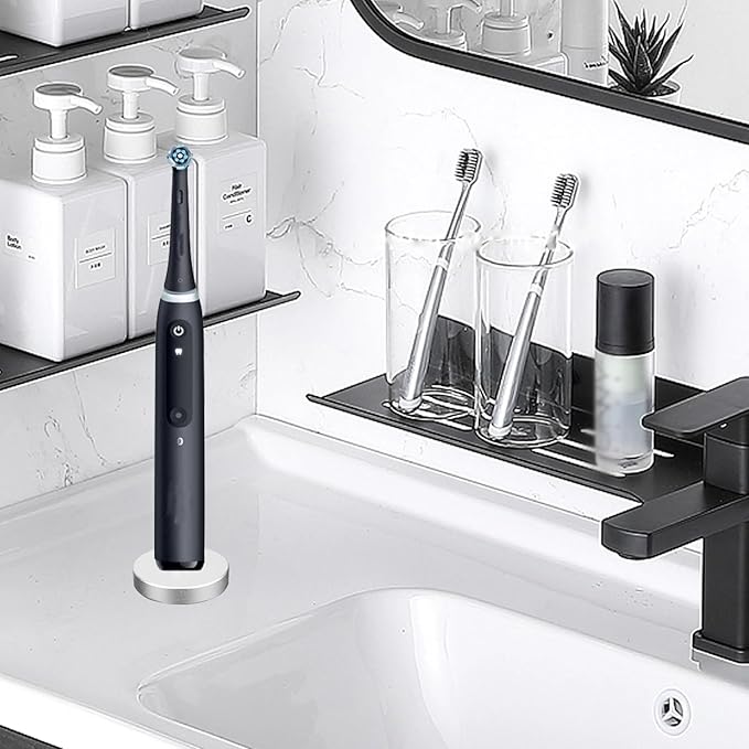 2Pack Silver Electric Toothbrush Holder for Bathroom, Stainless Steel Freestanding Brush Holder, Compatible with iO Series 3/4/5/6, Pro 500/1000/2500/3000/5000/7000/7500, Genius 6000/8000