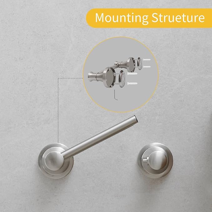 BESy Wall Mounted Toilet Paper Roll Holder Rustproof Tissue Paper Holder Bathroom Flexible Pivoting Tissue Handle Toilet Tissue Roll Holder, Brushed Nickel, Stainless Steel