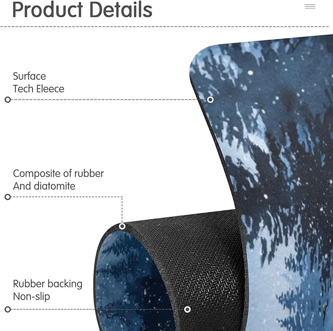 Kitchen Sink Splash Guard 2 PCS 30 Inch Sink Faucet Mat Splash Guard for Bathroom Countertop Water Absorbent Foldable Cuttable Soft Washable Watercolor Winter Mountain Blue