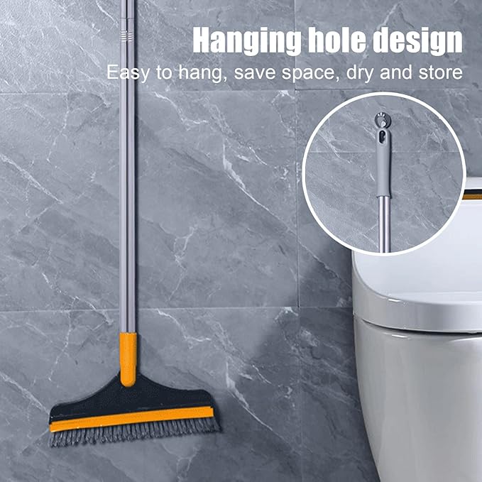 Floor Scrub Brush with Long Handle - 2 in 1 Long Handle Scrub Brush,Adjustable V-Shaped Floor Brush Scrubber, 120 Degree Triangular Rotating Brush Head Shakven