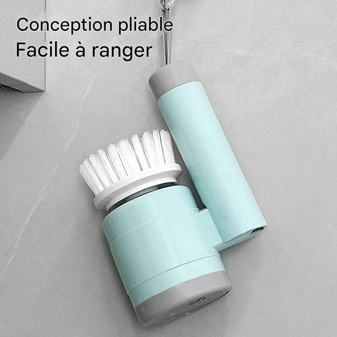 Electric Cleaning Brush - Electric Toilet Brush | Electric Cleaning Brush with Replaceable Brush Heads, Bath Mop Set, Foldable and Rechargeable Cleaning Tool