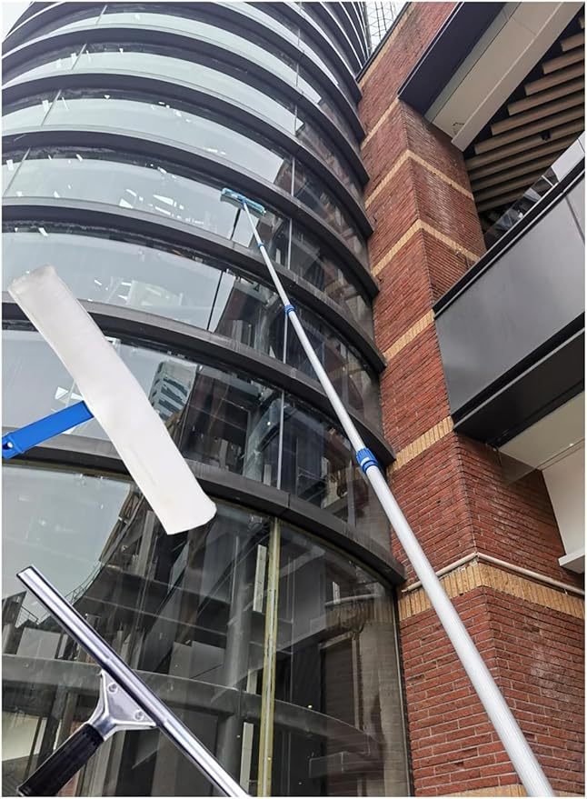 Extra Long Spliced Window Cleaning Rods 31 35 40 50 Ft, Washing Kit for Malls/ Tall Skylights/ Outdoor Balcony, Windows Squeegee Clean Tool & Wall Cleaner with Longer Handle - Aluminum(9.5m/31.2ft)