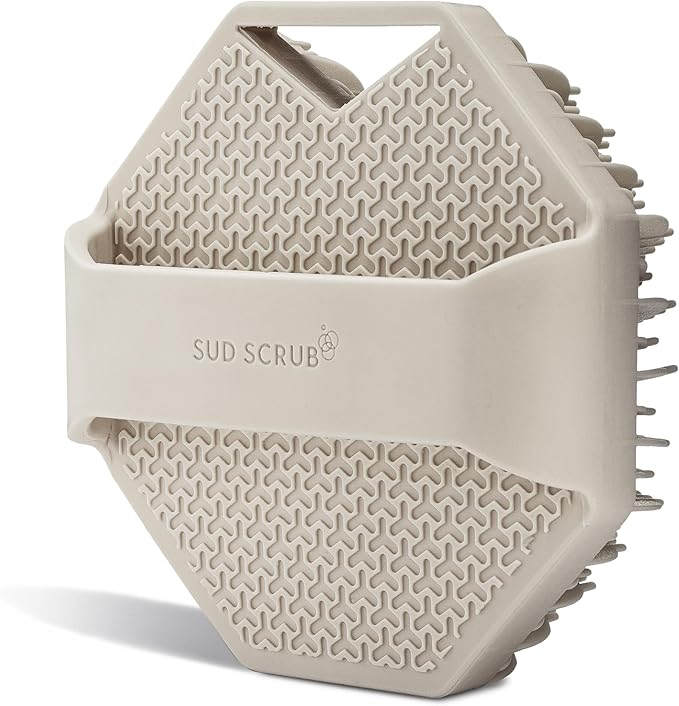 Sud Scrub® Antimicrobial Silicone Body Scrubber, Exfoliating Body Scrubber for Sensitive Skin, Eco Friendly Shower Scrubber for Body, Silicone Body Brush for Showering, Clay
