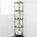 ODesign 5 Tier Floor Standing Corner Shower Caddy Organizer, Plastic Metal Floor Corner Shelf Storage Rack for Bathroom Grey - Rustproof