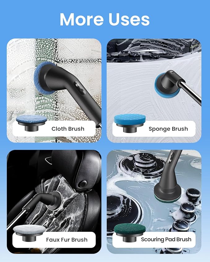 Leebein YMG-818/820/825 Electric Spin Scrubber Replacement Brush Heads, 8pcs Extra Brush Accessories Kit for YMG-818/820/825 Cordless Cleaning Brush Only - Scrubber Not Included
