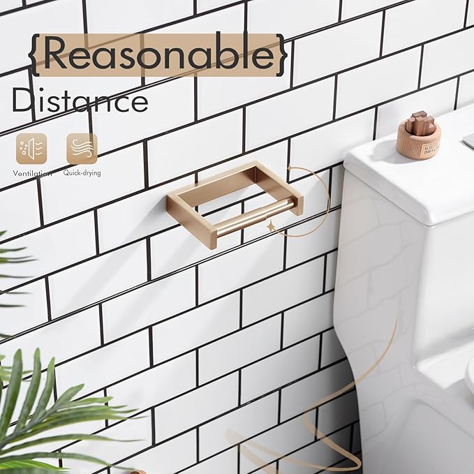 KOKOSIRI Toilet Paper Holder Spring Loaded Bathroom Toilet Roll Holder Wall Mount Champagne Bronze Stainless Steel B2011CPG