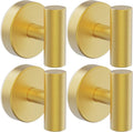 Suction Cup Hooks, Shower Hooks for Inside Shower – Removable Towel Hooks for Bathroom Window Glass Mirror Tile, Bath Robe Looafh Hook for Hanging – Waterproof & Rustproof, Gold(4 Pack)