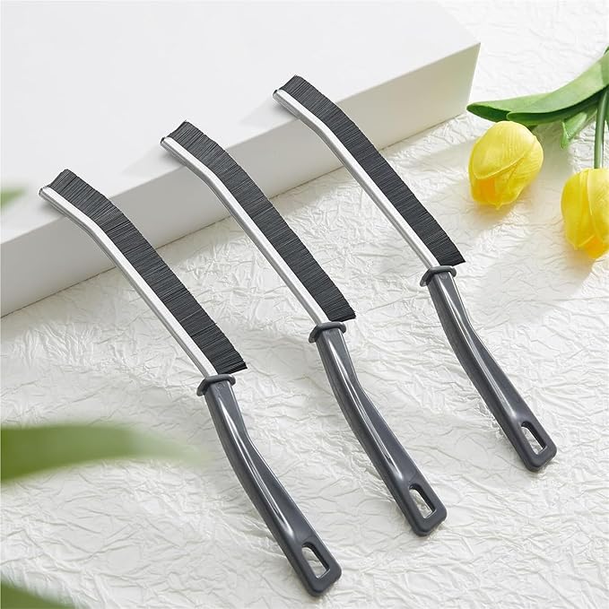Crevice Cleaning Brush Set - Hard Bristle Small Brushes for Grout, Toilet, and Shower Tile Ideal for Tight Spaces in Bathroom and Kitchen(Flat Bristle 3 Pack)