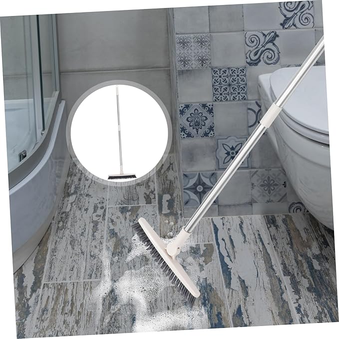 Handle Rotatable Floor Scrub Brush for Cleaning Bathroom Shower Window Tracks Stiff Bristles for Stubborn Grout Hard Reach Areas Lightweight Portable Design