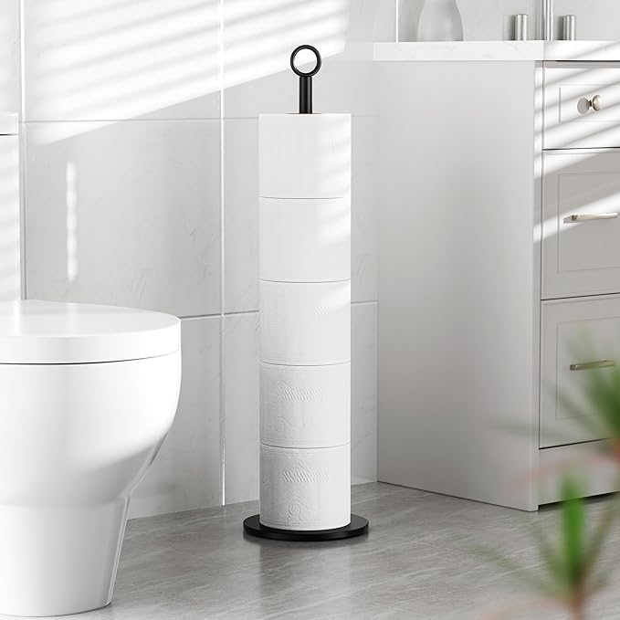 Toilet Paper Holder Stand - with Reserve Function, Free-Standing Toilet Paper Storage Holder, Stainless Steel