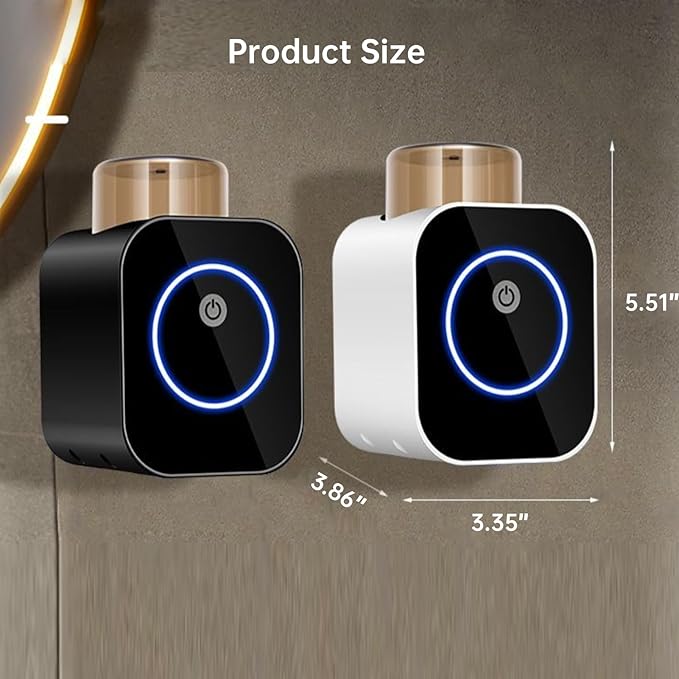 Toothbrush Holders for Bathroom, LED Toothbrush Cleaner Smart Home Bathroom Accessory Wall Mounted with Timer Function (Black)