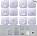 6 Pairs Wall Mounted Replacement Sticky Pads for Kitchen Bathroom Shower Caddy Organizer Rack Holder Nail Free Adhesive Hooks (6 Concave and 6 Convex)