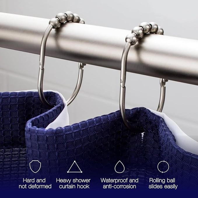 2 Lb. Depot Shower Curtain Ring - Set of 12 Easy Glide Rollers with Oil Rubbed Bronze Finish - Stainless Steel Shower Hooks for Straight and Curved Rods - Decorative and Durable for Any Bathroom