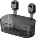No-Drill Bathroom Suction Cup Storage Shelf - Waterproof Large Capacity Organizer Rack with Strong Suction & Easy Installation for Shower, Toilet, Vanity, Countertop (Gray)