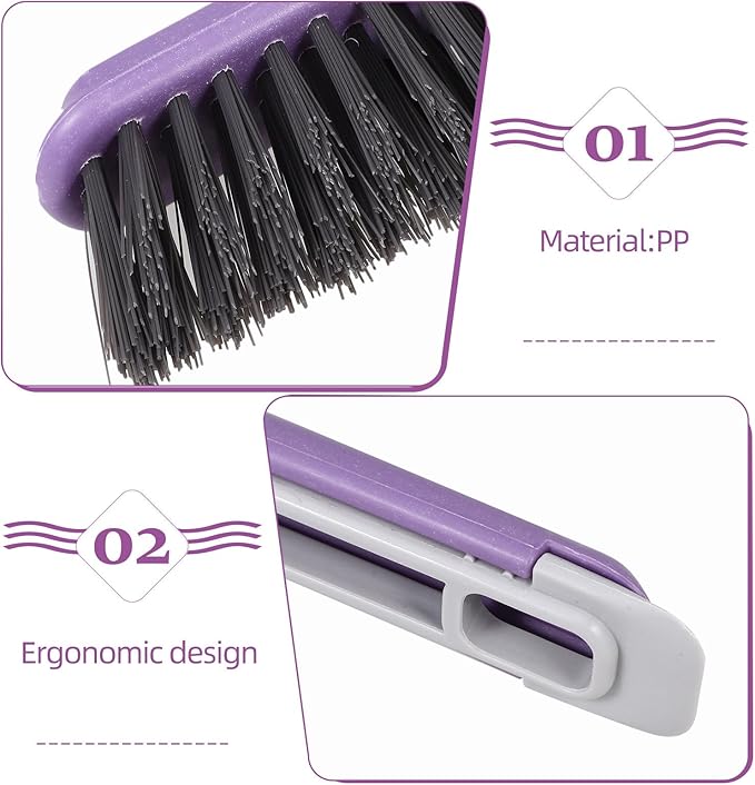 Toyvian Rotating Crevice Cleaning Brush Hard Bristle Window Track Scrub Brush for Bathroom Tiles and Small Space Cleaning with Long Handle for Household Use