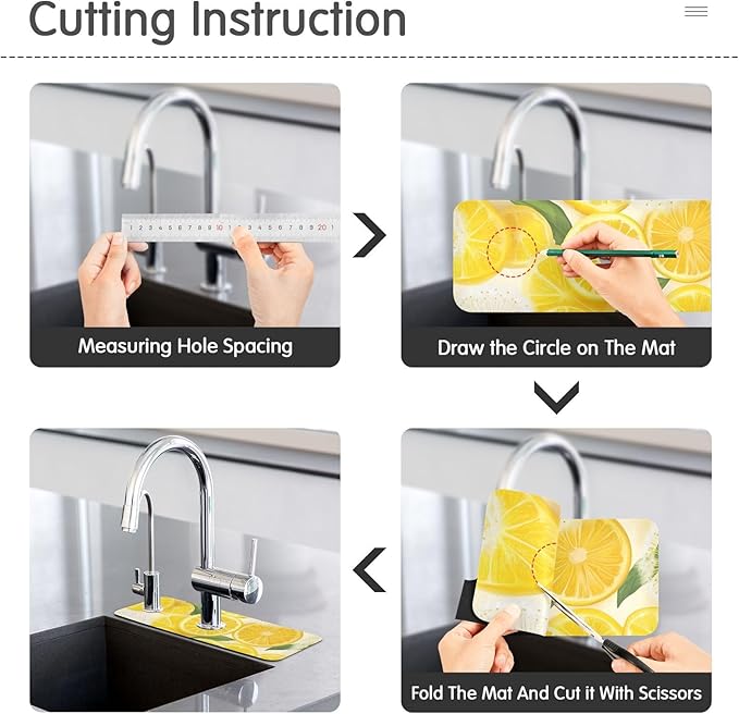Yellow Dandelions and Summer Lemon Kitchen Sink Splash Guard Sink Faucet Mat Faucet Handle Drip Catcher Drain Mats for Kitchen Bathroom Countertop Absorbent Dish Drying Pad 2Pack 30x5.4IN