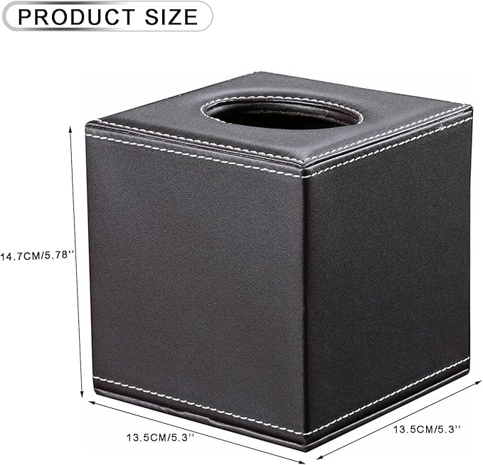 KINGFOM Square Pu Leather Tissue Box Cover, Modern Facial Tissue Holder, Roll Tissues Paper Case Dispenser for Bathroom Vanity Countertop, Night Stands, Office Desk & Car(Brown)