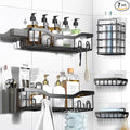 Shower Caddy Adhesive Shower Organizer 7-Pack, Rustproof Stainless Steel Bathroom Shelves, Large Capacity No-Drill Rack Storage Accessories with Soap Dish Toothbrush Holder &24 Hooks Home Decor