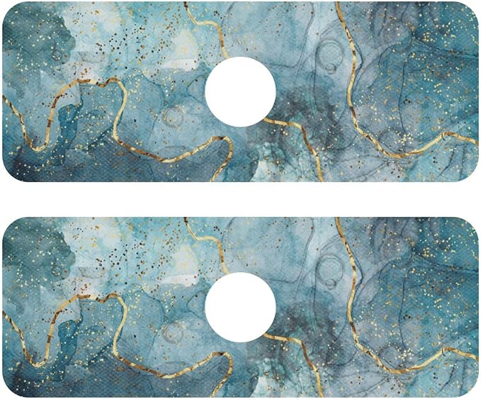 Kitchen Faucet Absorbing Mat Sink Splash Guard Behind Faucet Drip Catcher Trimmable for Bathroom RV Bar 14.7x5.4in 2PCS Green Marble
