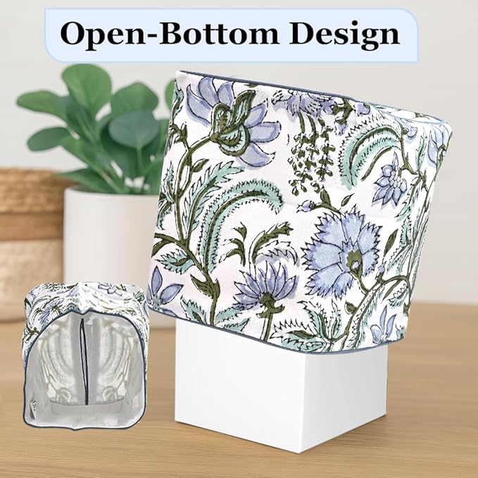 Ridhi Columbia Blue Block Print Tissue Box Cover – Handmade Cotton Fabric Tissue Holder for Home Bedroom Living Room Bathroom Vanity Car Nightstand Office Kitchen – Decorative Square Napkin Holder