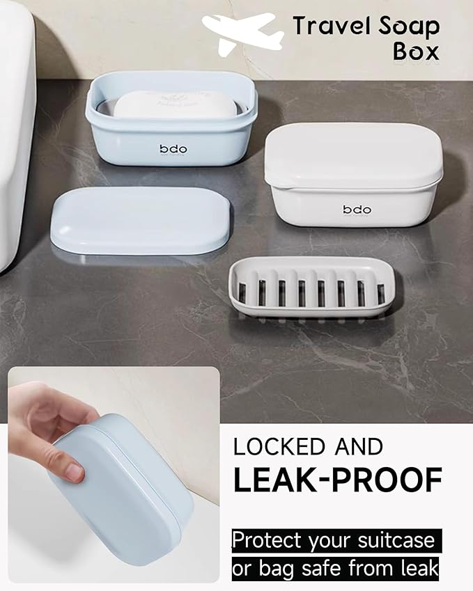 Travel Soap Case, Leakproof Soap Container with Lid, Portable Bar Soap Holder for Traveling, Soap Dishes for Bathroom, Shower, Gym, School, Camping, Vacation, Outdoor