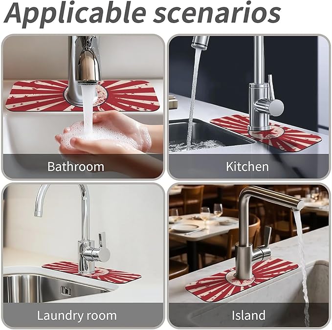 Faucet Draining Mat For Kitchen Sink, Star Stripes Flag Usa Diatom Mud Absorbent Drain Pad For Bathroom Kitchen Sink Splash Guard Drying Mat