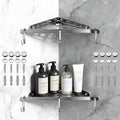 2 Pack Corner Shower Shelf,10" 304 Stainless Steel Bathroom Shelves Add 6 Hooks 40 lbs Heavy Duty Capacity Durable Bathroom Shower Shelf for Inside Shower Drilling Installation (Silver)