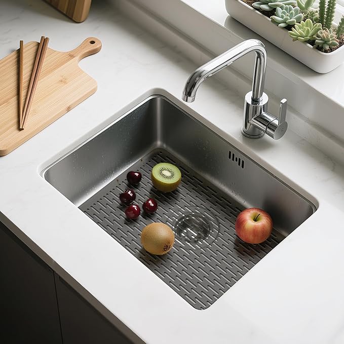 Yolife 2 Pack Kitchen Sink Mats,15.8inch x 12inch PVC Sink Protector Mat for Stainless Steel, Sink Drainer Mat Dish Drying Mat Protector Prevents Scratches,Dishes and Glassware