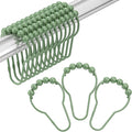 Amazer Shower Curtain Hooks, Decorative Shower Curtain Hooks, Sage Green Rustproof Stainless Steel Shower Hooks for Shower Curtain Liner Shower Rod Hook 12pcs