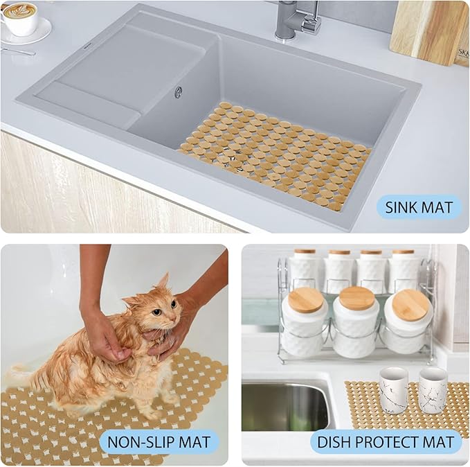 2Pack Adjustable Sink Protector Mats - Stainless Steel, Fast Draining - Perfect for Dishes & Glassware - Easy to Clean & DIY Cut