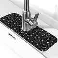 Black And White Moon Star Kitchen Sink Splash Guard Faucet Mat Super Absorbent Fast Drying Mat Sink Gadgets-Fast Drying Pad Sink Mat For Kitchen Bathroom (15" X 5.5" )